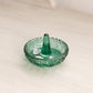 Small Fenton Dark Green Glass Ring Holder with Diamond Designs