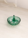 Small Fenton Dark Green Glass Ring Holder with Diamond Designs