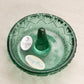 Small Fenton Dark Green Glass Ring Holder with Diamond Designs
