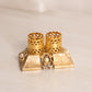 Small Gold Tone Metal Double Lipstick Holder with 4 Faux Pearls