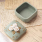 Small Green Ceramic Jasperware Lidded Floral Box