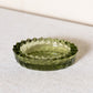 Vintage Small Oval Fenton Green Glass Thumbprint Ashtray Dish