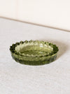 Vintage Small Oval Fenton Green Glass Thumbprint Ashtray Dish