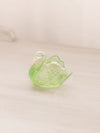 Small Green Iridescent Glass Swan Toothpick Holder