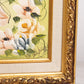 Small Green & Peach Floral Painting in Frame (Signed in Right Corner)