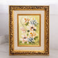 Small Green & Peach Floral Painting in Frame (Signed in Right Corner)