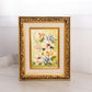 Small Green & Peach Floral Painting in Frame (Signed in Right Corner)
