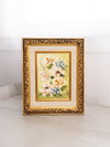 Small Green & Peach Floral Painting in Frame (Signed in Right Corner)
