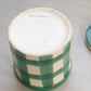 Small Green & White Gingham Plaid Ceramic Lidded Jar