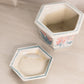 Small Hexagonal Ceramic Floral Planter with Underplate