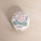 Small Hexagonal White Ceramic Lidded Jar with Pink Floral Designs