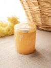 Small Honey Colored Stone Lidded Cylindrical Jar