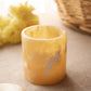 Small Honey Colored Stone Lidded Cylindrical Jar
