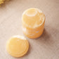 Small Honey Colored Stone Lidded Cylindrical Jar