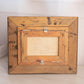 Small Horizontal Log Cabin & Pink Tree Painting with Brown Frame