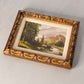 Small Horizontal Mountain Tree River Landscape Painting