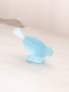Small Light Blue Satin Glass Bird Figurine with Square Base