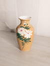 Small Light Brown Ceramic Vase with Floral Designs