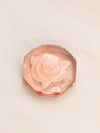 Small Octagonal Pink Glass Flower Paperweight