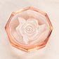 Small Octagonal Pink Glass Flower Paperweight