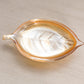 Small Orange Iridescent Glass Leaf Dish