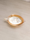 Small Orange Iridescent Glass Leaf Dish