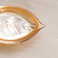 Small Orange Iridescent Glass Leaf Dish
