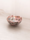 Small Pink Ceramic Glass Bowl with Floral Designs