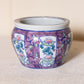 Small Purple Ceramic Flower Pot Planter with Floral Details