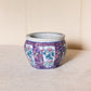 Small Purple Ceramic Flower Pot Planter with Floral Details