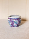 Small Purple Ceramic Flower Pot Planter with Floral Details