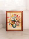 Small Rectangular Flowers in Vase Painting with Brown Wood Frame