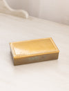 Small Rectangular Gold Tone Metal Hinged Lidded Box with Ornate Border