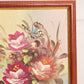 Small Rectangular Flowers and Butterfly Painting with Brown Wood Frame