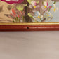 Small Rectangular Flowers and Butterfly Painting with Brown Wood Frame