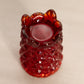 Small Red Amberina Glass Daisy & Button Toothpick Holder