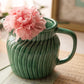 Small Teal Green Ceramic Spiral Detail Pitcher