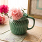 Small Teal Green Ceramic Spiral Detail Pitcher