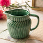 Small Teal Green Ceramic Spiral Detail Pitcher