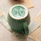 Small Teal Green Ceramic Spiral Detail Pitcher