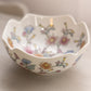Small White Ceramic Bowl with Pink & Blue Floral Designs