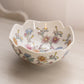 Small White Ceramic Bowl with Pink & Blue Floral Designs