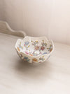 Small White Ceramic Bowl with Pink & Blue Floral Designs