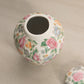 Small White Ceramic Pink Blue Orange Floral Ginger Jar