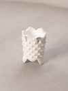 Small White Milk Glass Hobnail Toothpick Holder with Hand Painted Floral Designs