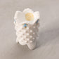 Small White Milk Glass Hobnail Toothpick Holder with Hand Painted Floral Designs