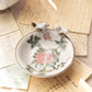Small White, Pink, Green Floral Ceramic Dish with Bird Details