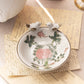 Small White, Pink, Green Floral Ceramic Dish with Bird Details
