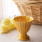 Small Yellow Ceramic Ribbed Footed Planter Vase