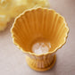 Small Yellow Ceramic Ribbed Footed Planter Vase